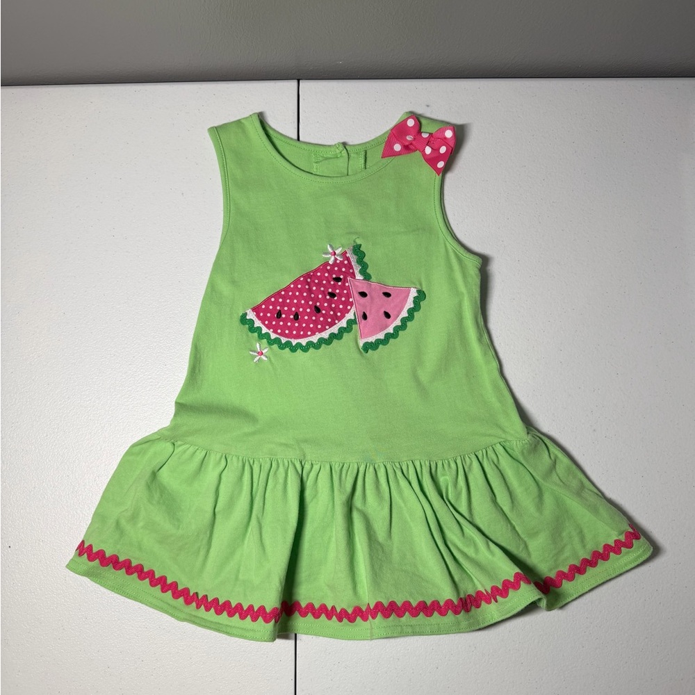 Lime Green Dress with Watermelon Applique